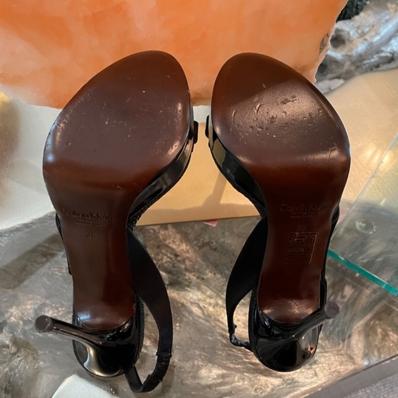 Calvin Klein Collection Satin and Snake Print Heel - Picture 3 of 4